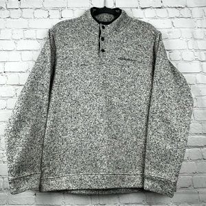 Eddie Bauer Men’s L Radiator Fleece Snap Mock Pullover Gray Black Heathered